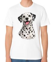 Happy Dalmatian Dog Portrait Illustration T-Shirt Spotted Pet Lover Unisex Tee M