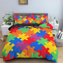 Colorful Puzzle Duvet Cover King Queen 3D Geometric Figure Quilt Cover Kids Boys Girls High Quality Simple Polyester Bedding Set 70x133cm 2pcs