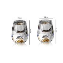 50ml/15ml Gold Foil Spirits Cup Luxury Thick Bottomed Wine Glass Elegant Diamond Shaped Baijiu Cup Exquisite Brandy Whiskey Mugs 2pcs gray