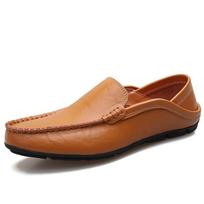 Men Slip Slip-On Lazy Boat Shoes Leather Loafer Vintage Flat Boat Shoes Comfortable Driving Shoe Soft Sole Walking Shoes 38