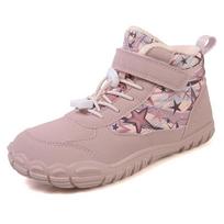 2026 Kids Barefoot Snow Boots Wide Toe Winter Insulated Waterproof Fur Lined Shoes for Boys Girls Cold Weather Outdoor Sneakers 28 rožinė