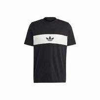 adidas Color-block Logo Print American Retro Crew Neck T-shirt for Men, Black S juoda