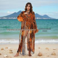 Moteriškas tinklinis ilgomis rankovėmis maudymosi kostiumas-užmetimas XX-Large brown