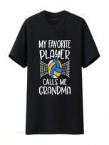 Volleyball Grandma T Shirt My Favorite Player Calls Me Game Day Vintage Washed Versatile Unisex Stylish Streetwear Homme S įvairiaspalvis