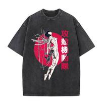 Ghost in The Shell Motoko Kusanagi Vintage Washed T Shirt Men's Women Clothing Casual Short Sleeve Oversized T-shirts Streetwear S įvairiaspalvis