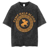 Vintage Washed Percy Jackson Tee Shirt Camp Half-Blood Harajuku Aesthetic T-shirt Men Women Casual Oversized T Shirts Streetwear S įvairiaspalvis