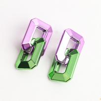 Fashion Acrylic Link Chain Dangle Earrings for Women Hip Hop Punk Plated Metallic Color Geometric Drop Earring Simple Jewelry