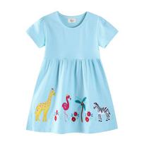 New Spring/Summer Girls' Short-Sleeved Cartoon Embroidered Dresses 6T/110-120 cm