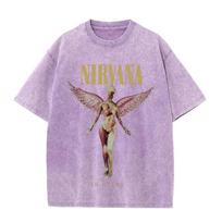 Vintage Black Nirvana T Shirt In Utero Angel Graphic Acid Wash Oversized Tee S įvairiaspalvis