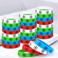 24 vnt. Dovana Jai/Jam Paketas Futbolo Kamuolio ir Komandos Tematikos Apyrankės - Motyvuojančios Elastingos Apyrankės Tinkančios Sporto Šventėms, Komandos Dovanojams Ball Bracelets blue
