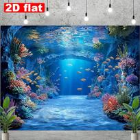 2D Colorful Reef Seawater Background for Aquarium Animal Birthday Party Decoration 47.2x31.5inch/120*80cm