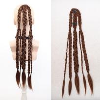 Ilgos vikingų plaukų priauginimo priemonės su segtukais Rankų darbo kasos Ponytails Renesanso kario aksesuarai Style 4