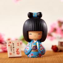 Japanese Doll Humanoid Kimono Japan Cuisine Sushi Restaurant Decorations Japanese Ornament Resin Home Decoration Kawaii Figurine mėlyna