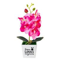 Fake Flower Artificial Butterfly Orchid Bonsai with Pot Home Furniture Decor raudona