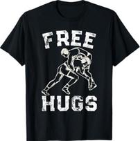 Funny Wrestling Humor Free Hug Wrestlers Distressed T-Shirt Unisex T-Shirt S