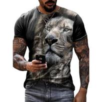 Mens The King Lion Crew Neck Animal Pattern Tee Soft Comfortable Slight Stretch Short Sleeve Regular Fit for Pajamas Everyday Wear XXXL geltona