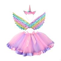 Girls Fairy Costumes Angel Wing Costume Hair Band Outfit for Pink Color Purple Blue blue