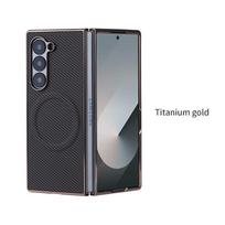 Electroplate Magnetic Phone Case for Samsung Galaxy Z Fold 6 5 4 3 Fold6 Fold5 Fold4 Fold3 5G Carbon Fiber Protective Cover Galaxy Z Fold3