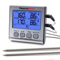 ThermoPro TP17 Skaitmeninis lauko mėsos termometras su dviem zondais, kepimo BBQ orkaitės termometras su dideliu LCD ekranu virtuvei