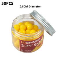 NEW 50pcs/bottle Corn Carp Floating Soft Fishing Lures Artificial Smell Round Baits Buoyancy Ball TPR Lure Chub Swimbait