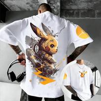 Pokémon Anime Išvestinis Pikachu Dvipusiai Spausdinti Marškinėliai 2026 Vasara Vaikams T-shirt Lauko Treniruotėms ir Fitnesui Vyriški Sportiniai Drabužiai S