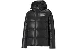 PUMA Down Jackets Women's Black Hooded Moderate Puffer Jacket 846360-01 S