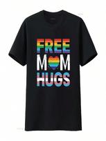 Pride T Shirt Women Rainbows Free Mom Hugs LGBTQ Short Vintage Washed Versatile Homme Unisex Designer Clothes Comfortable S