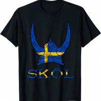 Sk?l Swedish Viking Helmet Sweden Nordmann Swede T-Shirt S įvairiaspalvis