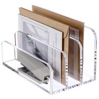 Acrylic Mail Organizer File Sorters For Desk 3-Section Laddered Desktop Vertical Holder Desk Organizer Workspace Organizer