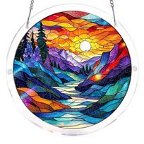 Colorful Window Suncatcher Window Hanging Window Suncatcher Acrylic Puzzle for Living Room Bedroom Summer Home Balcony Decor (as the picture,S-18.5cm)