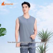 Tongniu Men's Cotton Crew Neck Lounge Vest 185/110 tamsiai pilka spalva