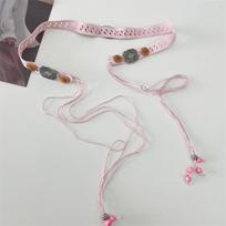 Flower Bohemian Style Waist Chain Wax Line Women Woven Belt Elegant Ethnic Style Belt  Daily rožinė