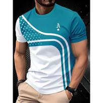 Comfortable and versatile men's short-sleeved top, Poker A printed round neck fashionable short-sleeved sports T-shirt S