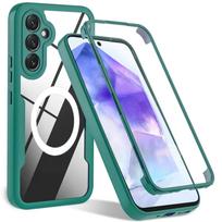 360 Full Coverage Screen Protector Case for Samsung Galaxy A57/37/27/17/07 A56/36/26/16/06 A55/35/25/15 Anti Drop Magnetic Cover For SamsungA05S tamsiai žalia spalva