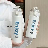 350 ml/500 ml madinga nerūdijančio plieno vakuuminė kolba su šiaudais, nešiojamas studento termoso puodelis, kelioninis terminio vandens buteliukas 380ML white
