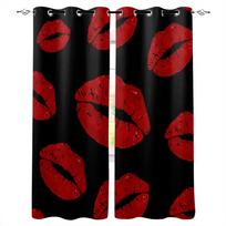 Sexy Red Lip Print Black Blackout Curtains For Kitchen Bedroom Kids Room Window Treatment Curtains for Living Room W135 x H60cm red