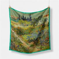 53CM Small Square Scarf Van Gogh Oil Painting Twill Satin Ladies Neck Scarf Women's Bandana Hijab Bag Neckerchief 53X53CM