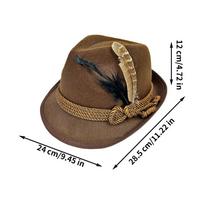 German Oktoberfest Hat Nisex Headgear Bavarian Jazz Hat Costume Hat With Feathers For Adults Party Beer Festival Holiday ruda