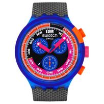 Swatch Neon Series Quartz Movement 30M Waterproof Watch 47Mm Black Dial Bio-Based Material Case Bio-Based Material Strap Unisex watches SB06N102 Black Dial orange