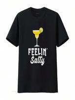 Feelin Salty T Shirt Funny Margarita Summer Vibes Drinking Humor Lime Cocktail Vintage Washed Stretched Graphic Casual Homme S įvairiaspalvis