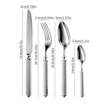 Stainless Steel Cutlery Set Mirror Polished Double‑Sided Pattern Handle Fork Spoon Knife Western Dinner Tableware for Home Party