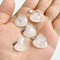 1PC 20mm Faceted Heart Pendant Natural Stone Rose Quartz Crystal Turquoise Tiger Eye Aventurine Jewelry Making Necklace DIY