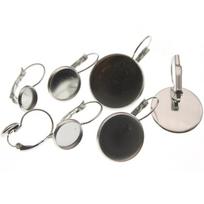 10pcs 10 12 16 18 20 mm Stainless Steel Blank French Lever Earring Tray Cabochon Setting Cameo Base for Ear Stud Jewelry Making inner size 6mm