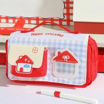 Multi-layer Korean Style Pen Bag Pencil Pouch Cloth Stationery Bag House Shape Pencil Case  Office