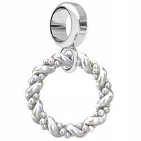 Charms Srebrny Okrąg Wieniec Koło Kółko Skręcony Wiszący Okrągły Srebro 925