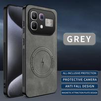 For Infinix Note 60 Pro Case Luxury PU Leather Skin Magnetic Magsafe Protective Back Cover For Infinix Note60 Pro Phone Shell Infinix Note 60 pilka spalva