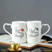 2vnt./rinkinys Creative Couple Gift Pug Keraminis puodelis Kavos puodelis Pieno puodelis Pusryčių puodelis
