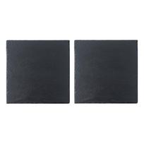 Šiferinės lėkštės 20x20cm 2vnt Natūralaus akmens uola Juoda pjaustymo lenta Sūrio lenta Charcuterie lentos sūriuiSuši kilimėlis