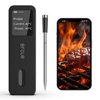 Belaidis Bluetooth mėsos termometras su vandeniui atspariu zondu, skaitmeninis LCD ekranas, skirtas maisto gaminimui, orkaitei, kepsninei, griliui ir rūkyklai
