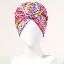 Naujas afrikietiško rašto klostuotas turbanas gėlėta kepuraitė su priekyje surištu mazgu elastinga galvos juosta elegantiška moteriška chemoterapijos kepuraitė bandana galvos apdangalas One Size